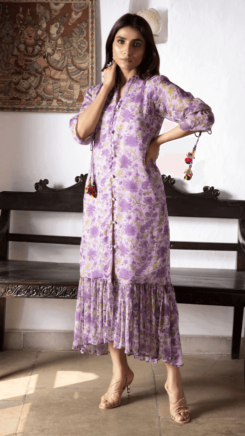 Kyaari Georgette Dress - Lavender - Monk & Mei