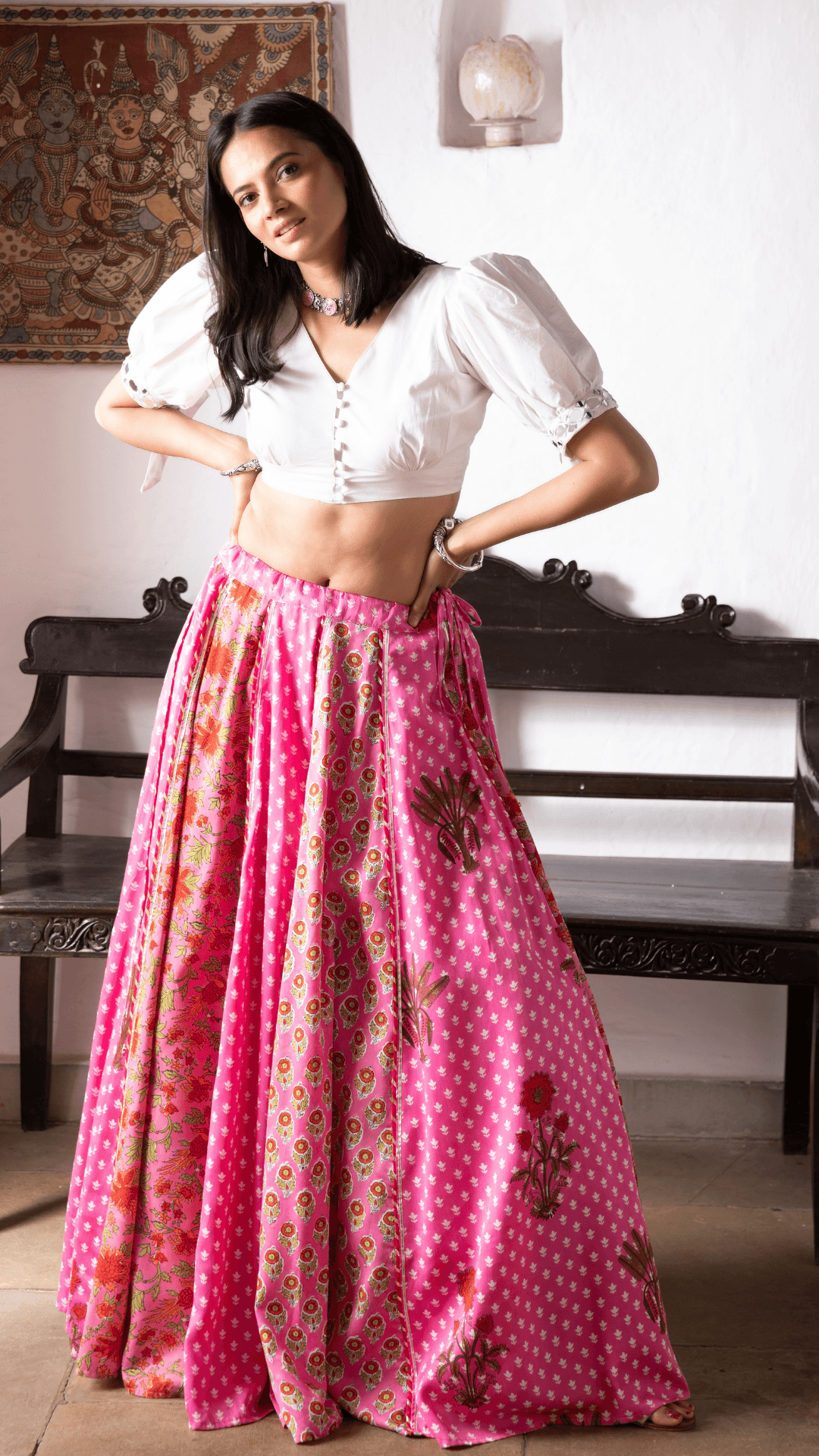 Mahi Lehenga Blouse - Pink - Monk & Mei