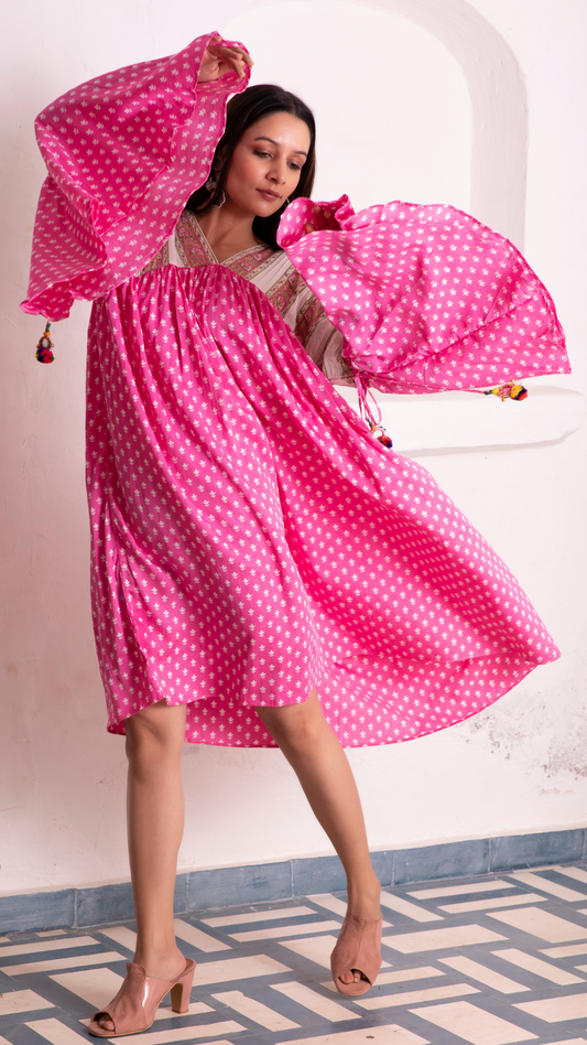 Sayonee Silk Dress - Pink