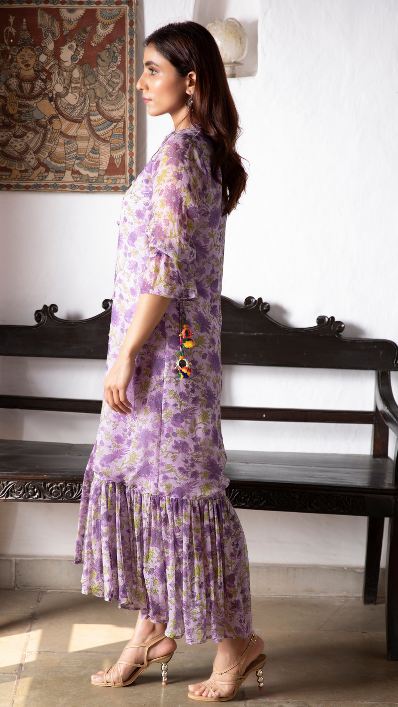Kyaari Georgette Dress - Lavender