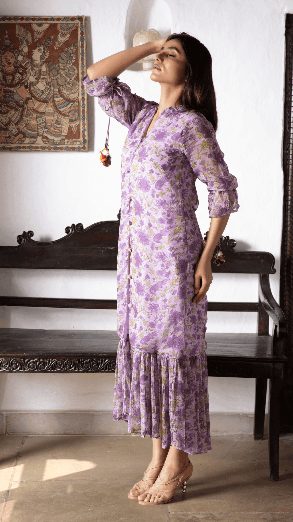 Kyaari Georgette Dress - Lavender - Monk & Mei