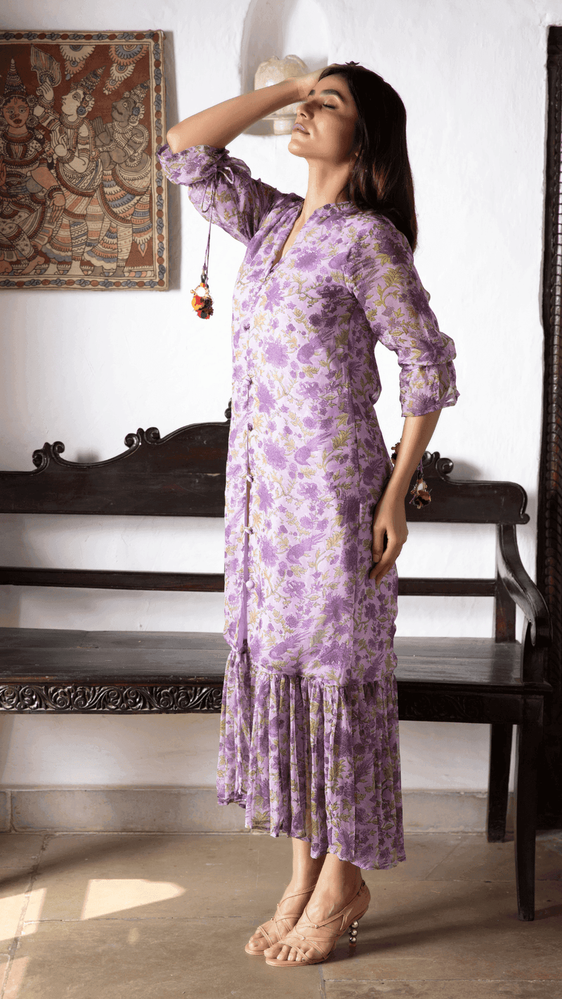 Kyaari Georgette Dress - Lavender