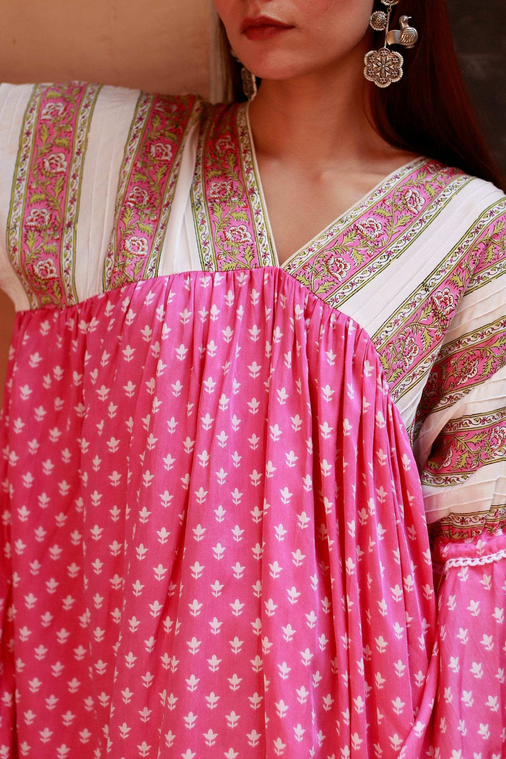 Sayonee Silk Dress - Pink - Monk & Mei